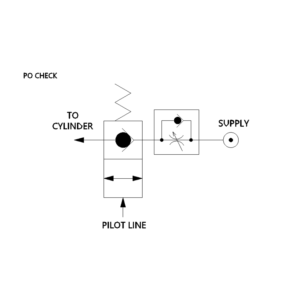 POC12 FLOTRONICS PO CHECK VALVE<BR>1/2" NPT MALE/FEMALE 10/32" UNF PILOT PORT